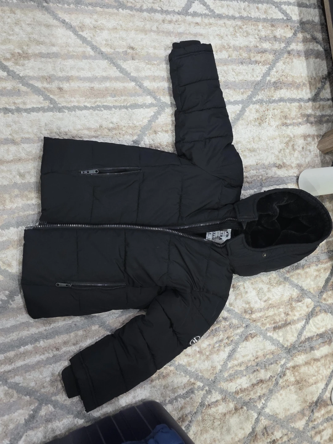 Black Puffer Jacket with Fur Lined Hood