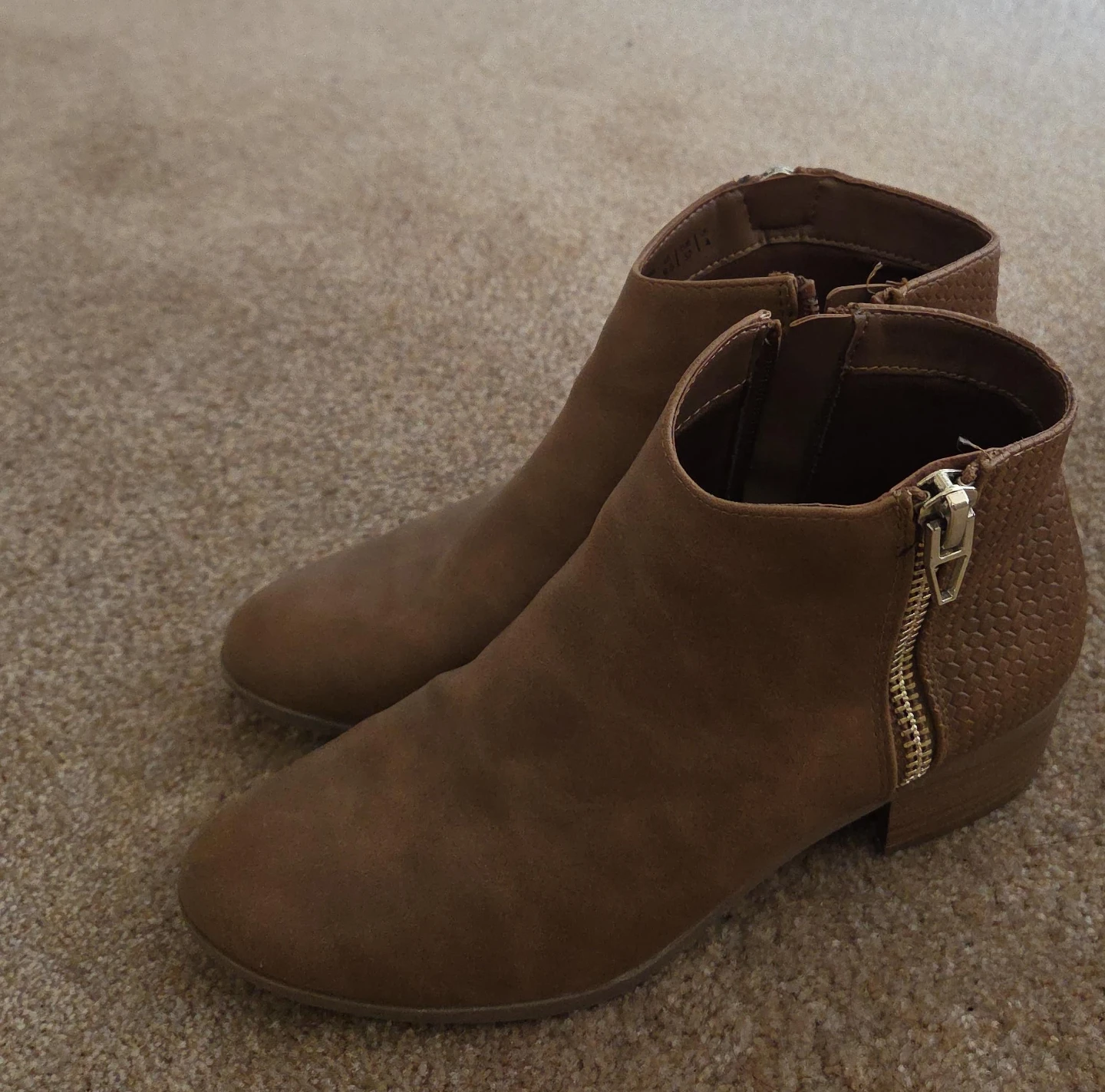 Brown Ankle Boots with Side Zipper