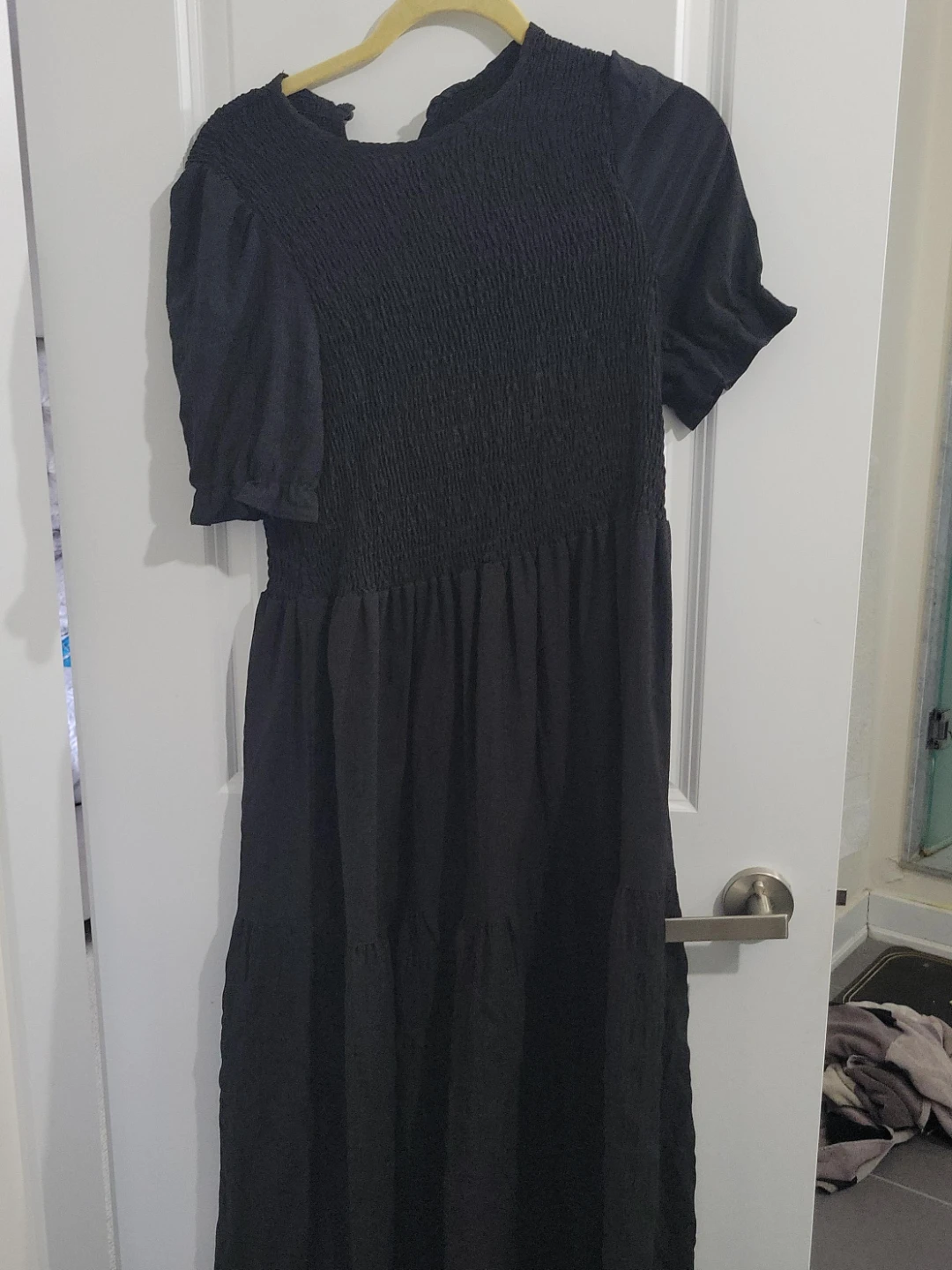 Black Smocked Maxi Dress