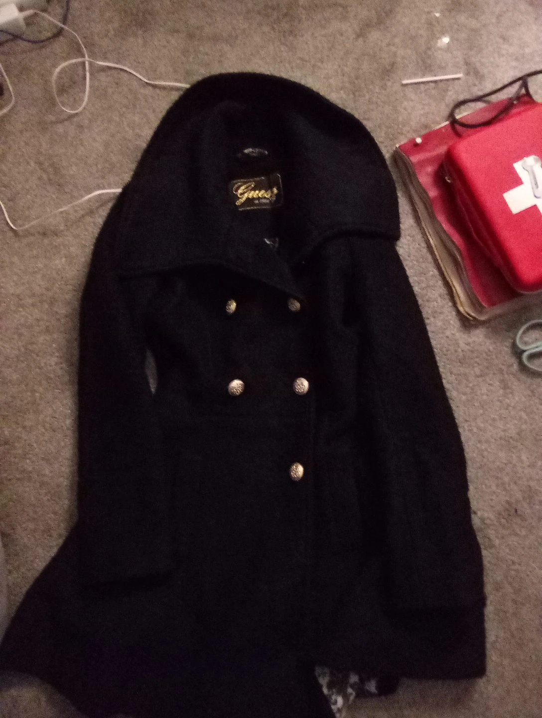 Guess Black Double-Breasted Coat