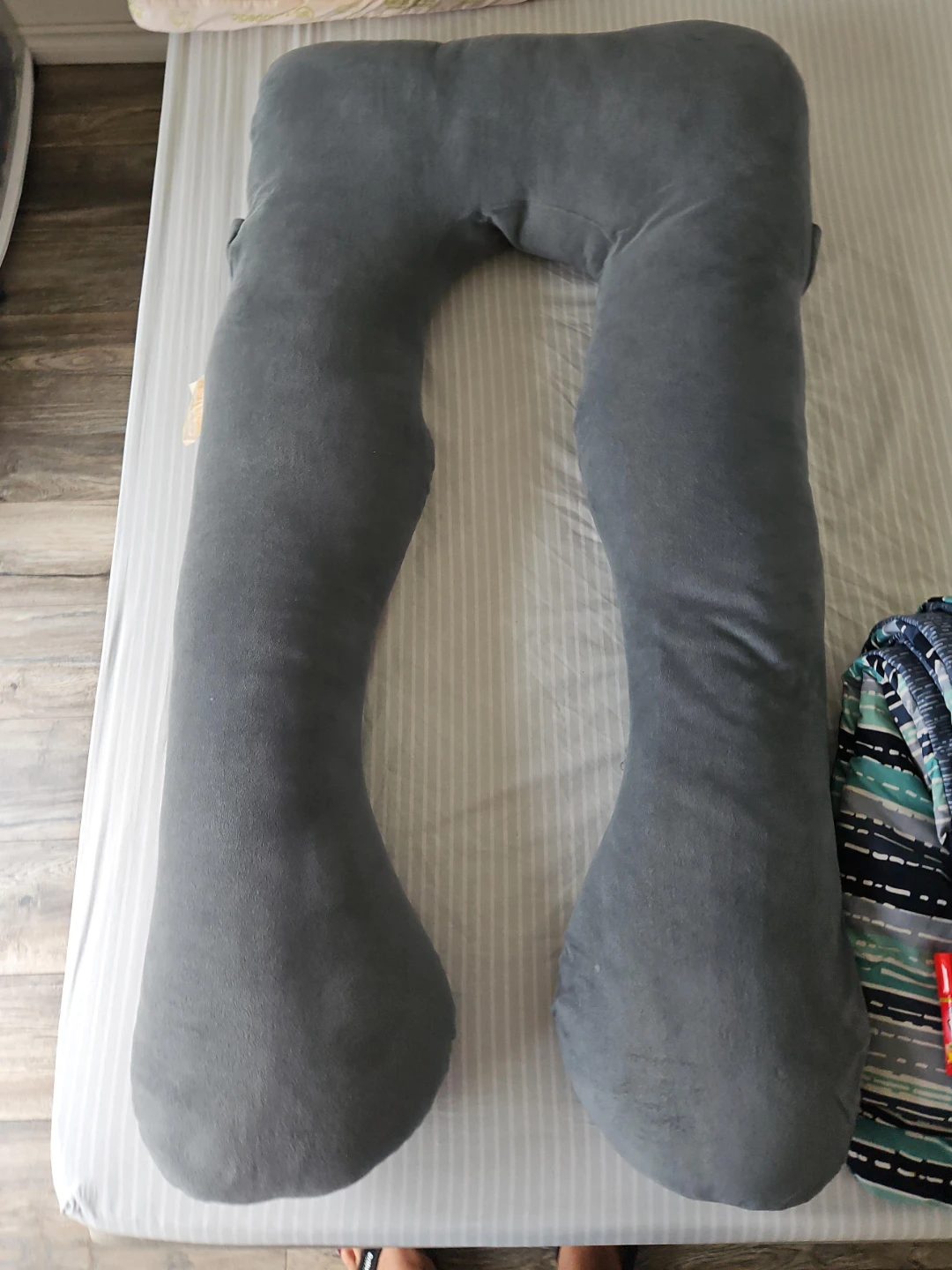 Grey U-Shaped Full Body Pregnancy Pillow with cover cloth
