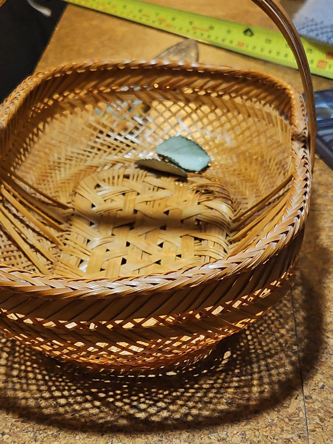 Woven Bamboo Basket with Handle