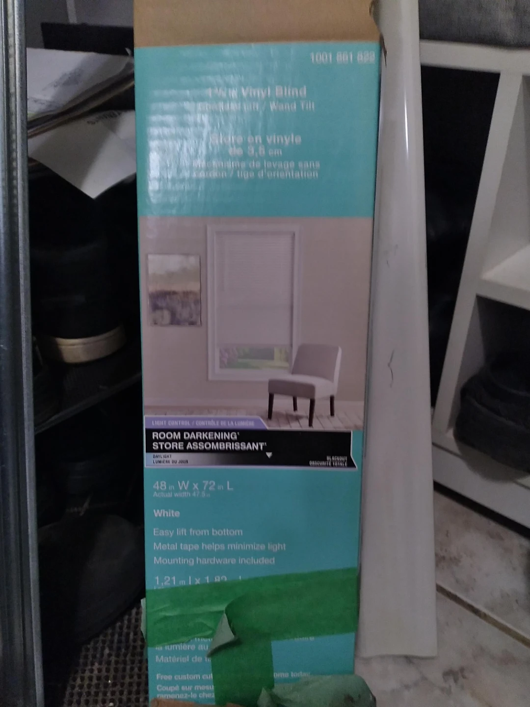 48" x 72" White Vinyl Room Darkening Blind