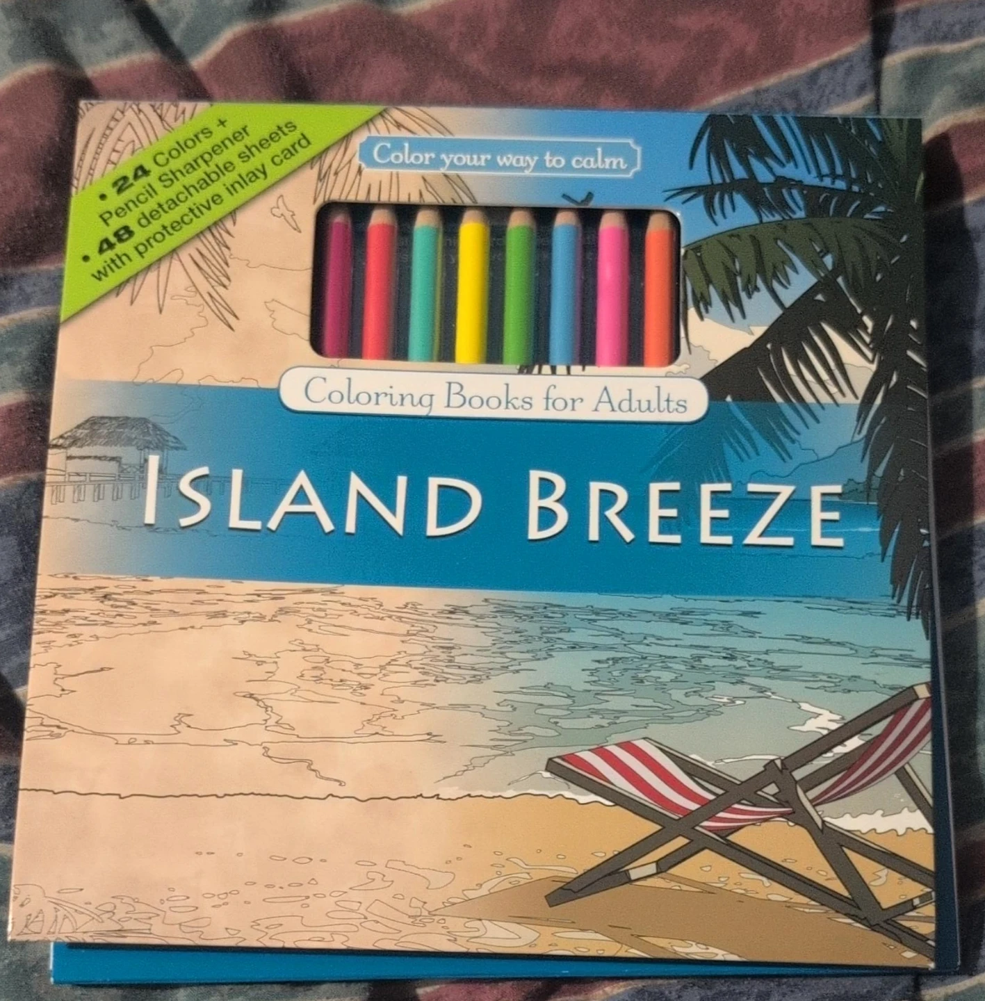 Island Breeze Coloring Books for Adults with 24 Pencils