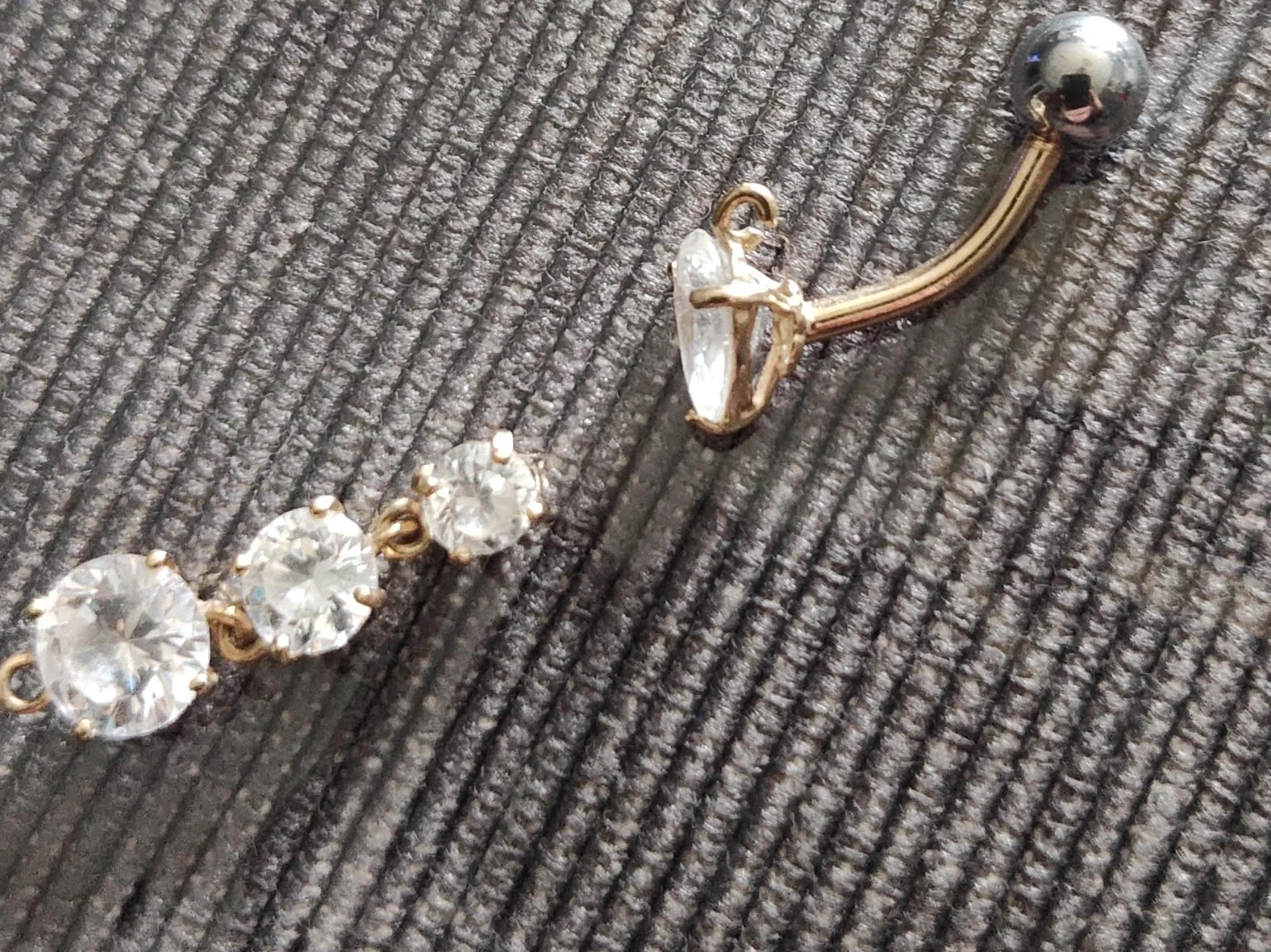 Gold-tone Belly Button Ring with Crystals
