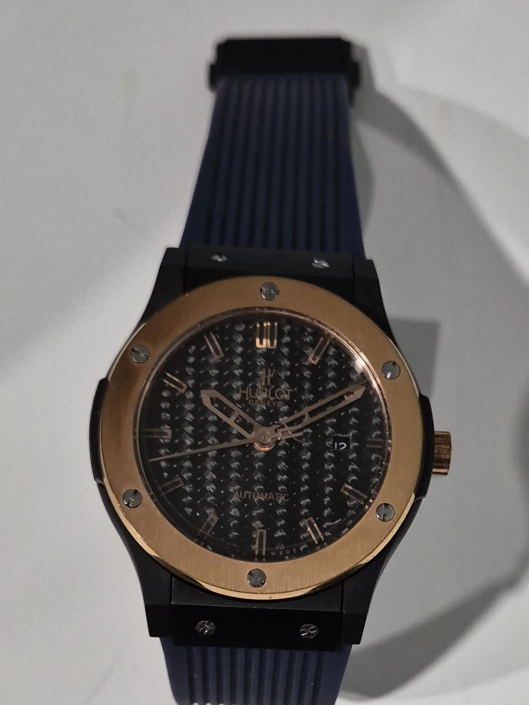 Hublot Automatic Chronograph Watch with Blue Rubber Strap - photo 4