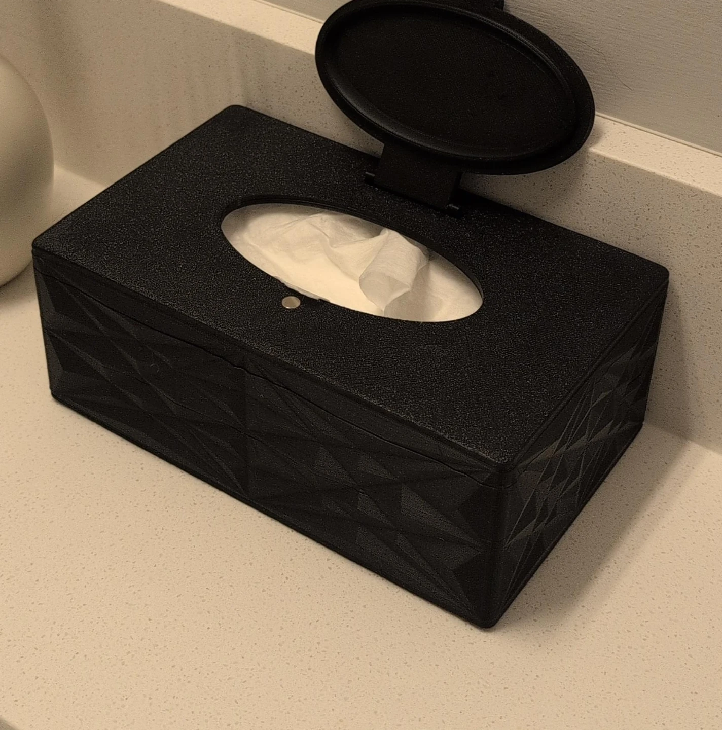 Black Textured Tissue Box Cover - photo 2
