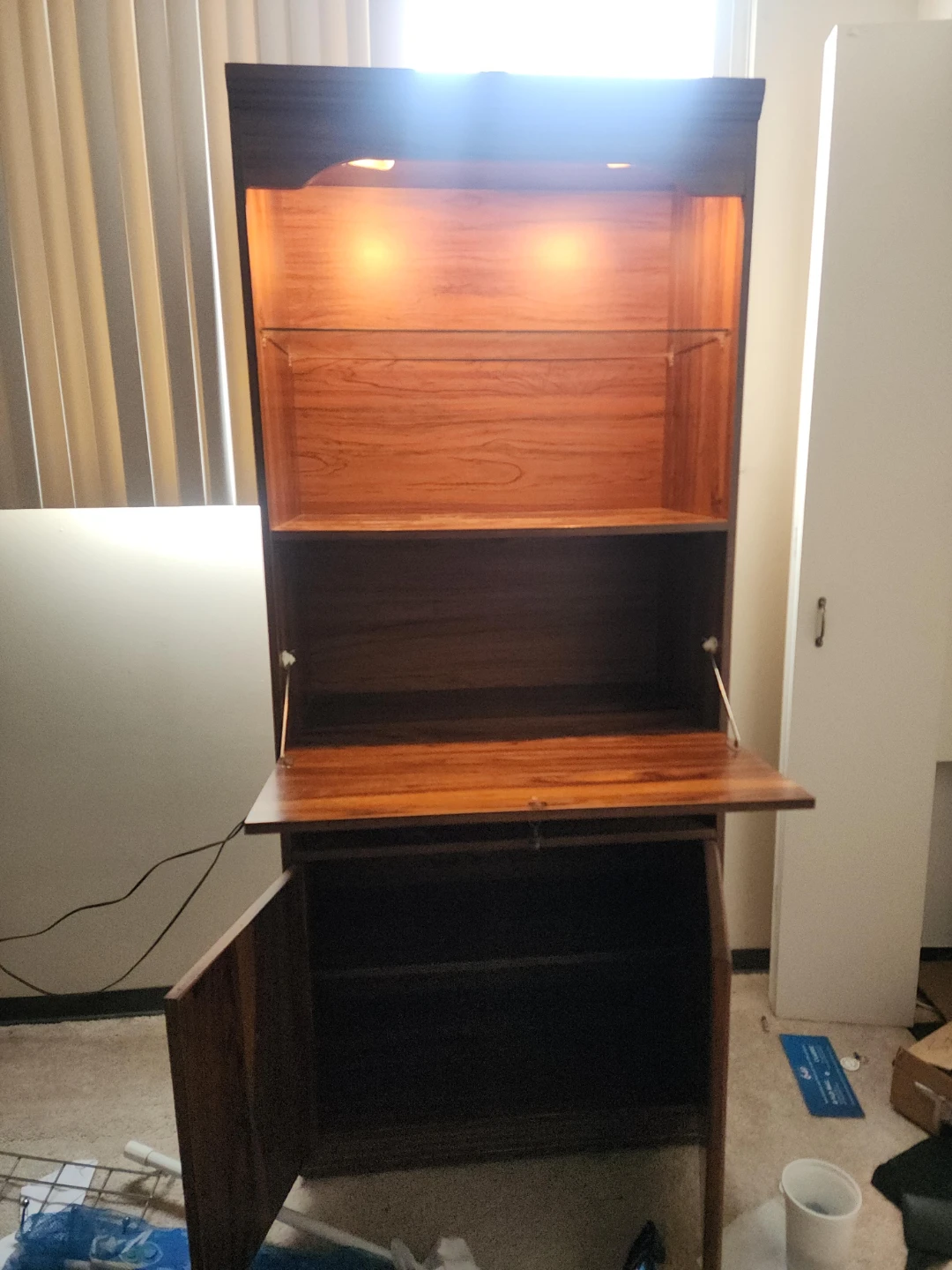 Wooden Secretary Desk with Hutch and Lights - photo 2