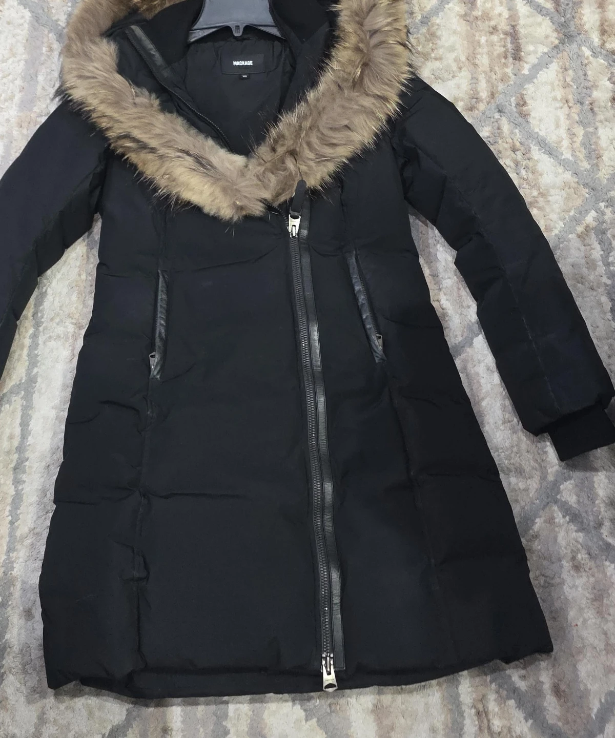 Mackage Black Down Parka with Fur Hood