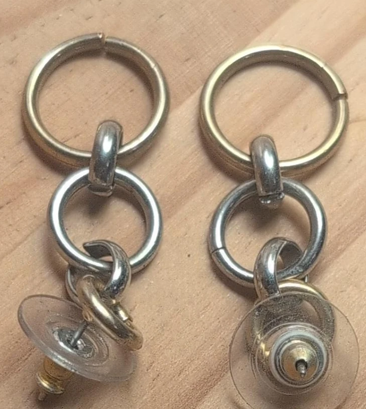 Gold and Silver Tone Hoop Dangle Earrings
