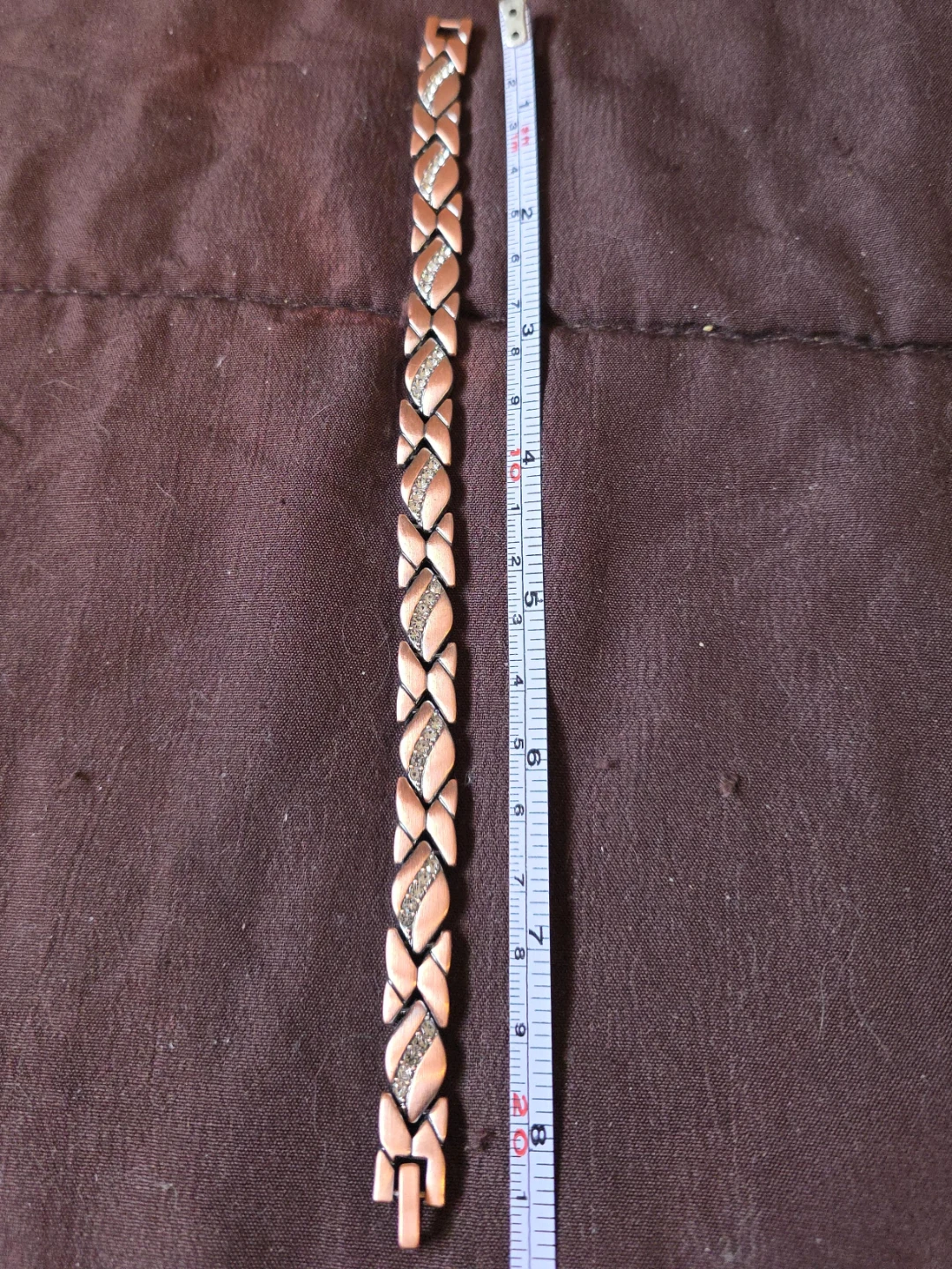 Magnetic Copper Bracelet with Rhinestones