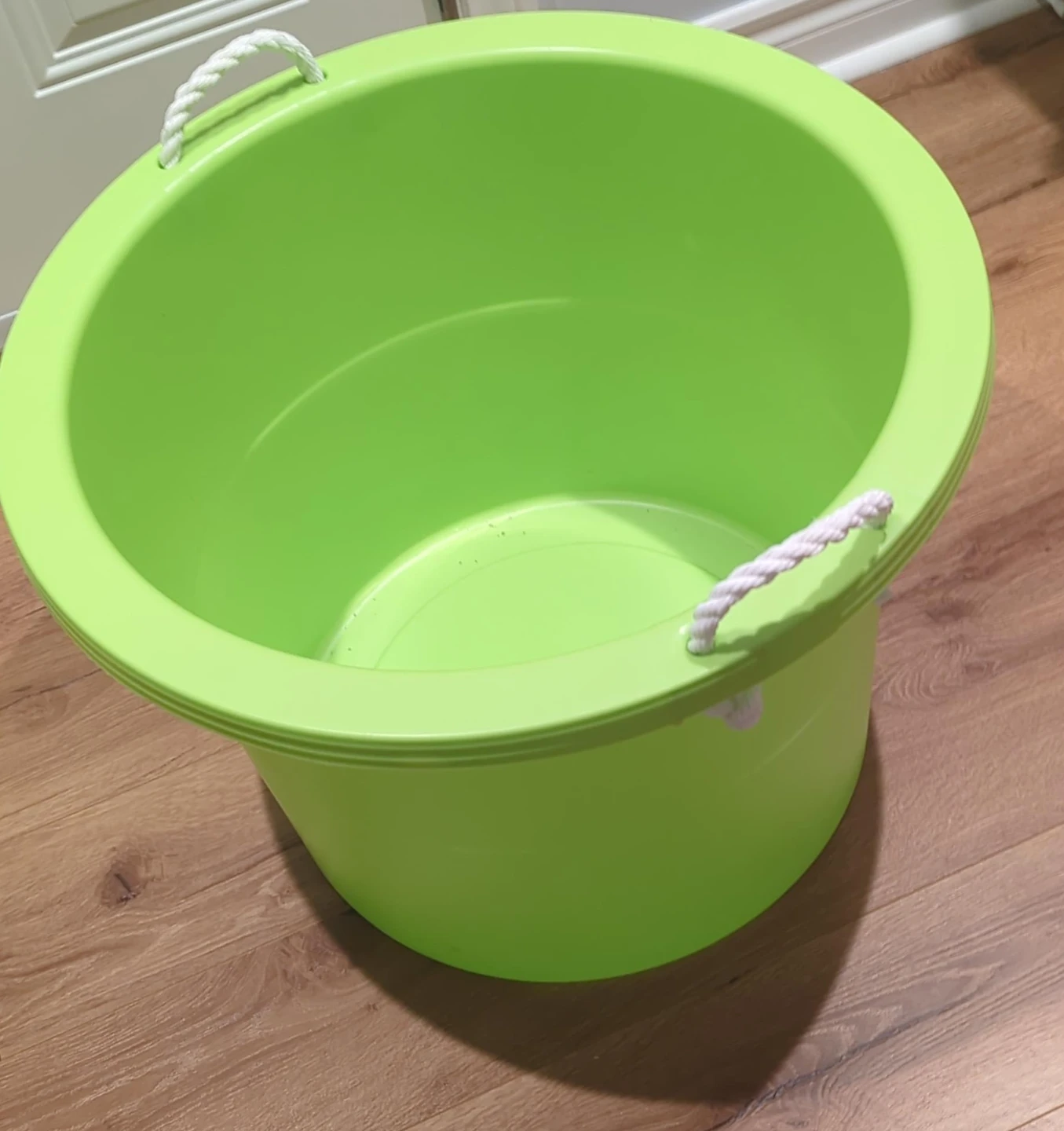 Lime Green Plastic Bucket with Rope Handles