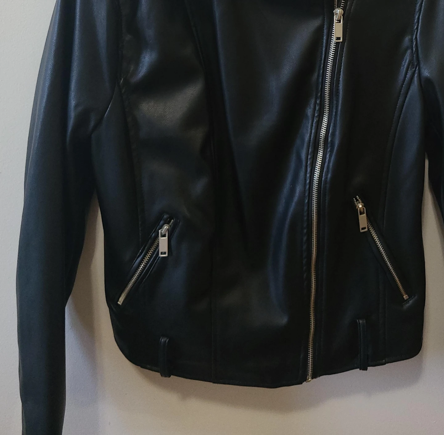 Black Faux Leather Biker Jacket