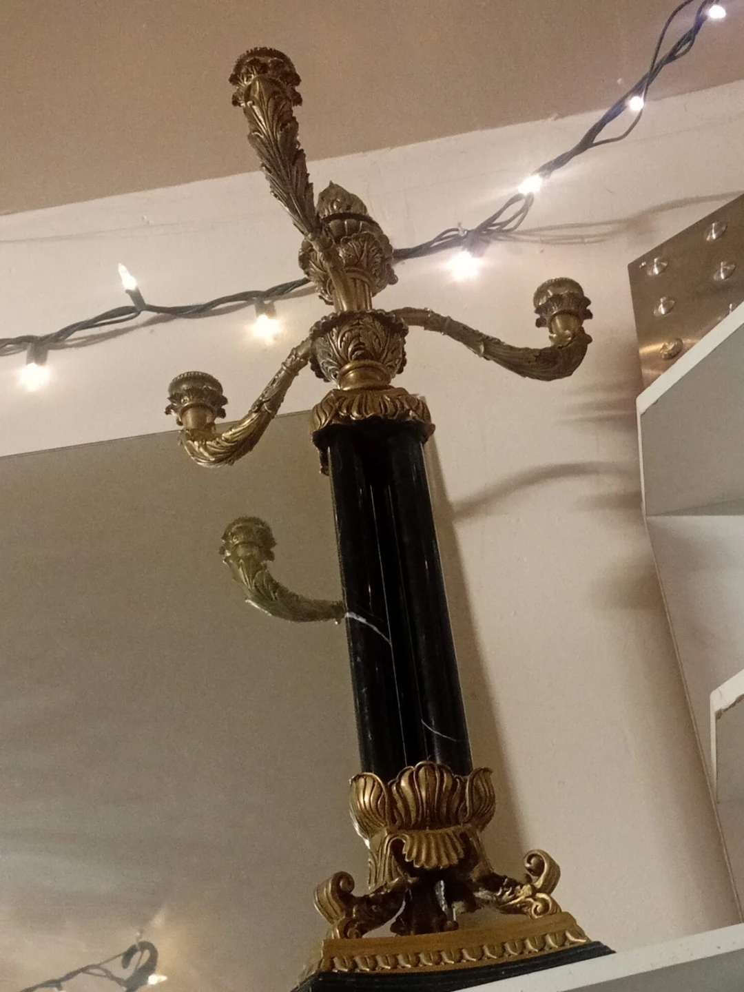 Ornate Gold and Black Candlestick Holder