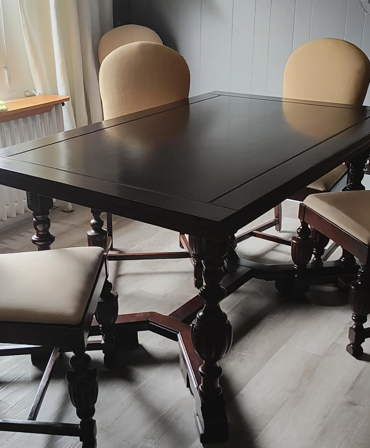 Cherry Wood Dining Table with Ornate Legs
