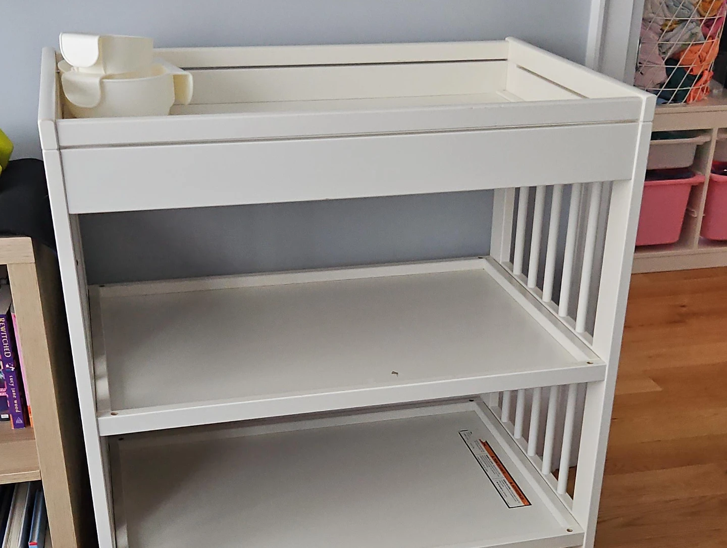 White Baby Changing Table with Shelves