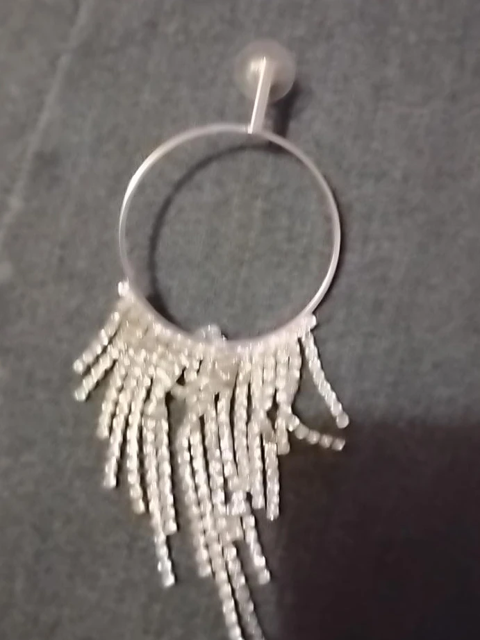 Silver hoop earrings with rhinestones