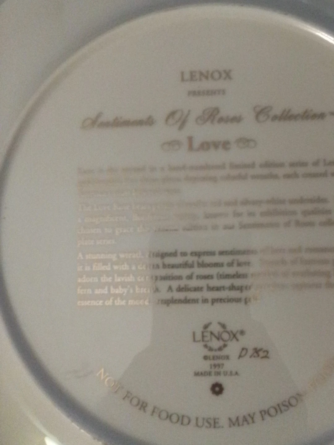 Lenox Sentiments of Roses Collection Plate - Love