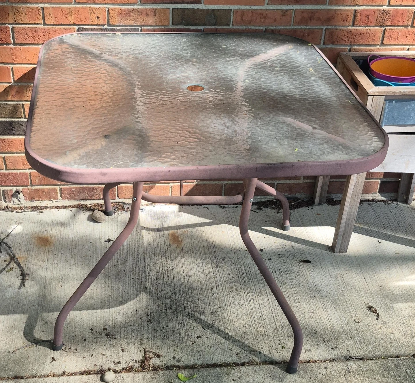 Square Glass Top Patio Table