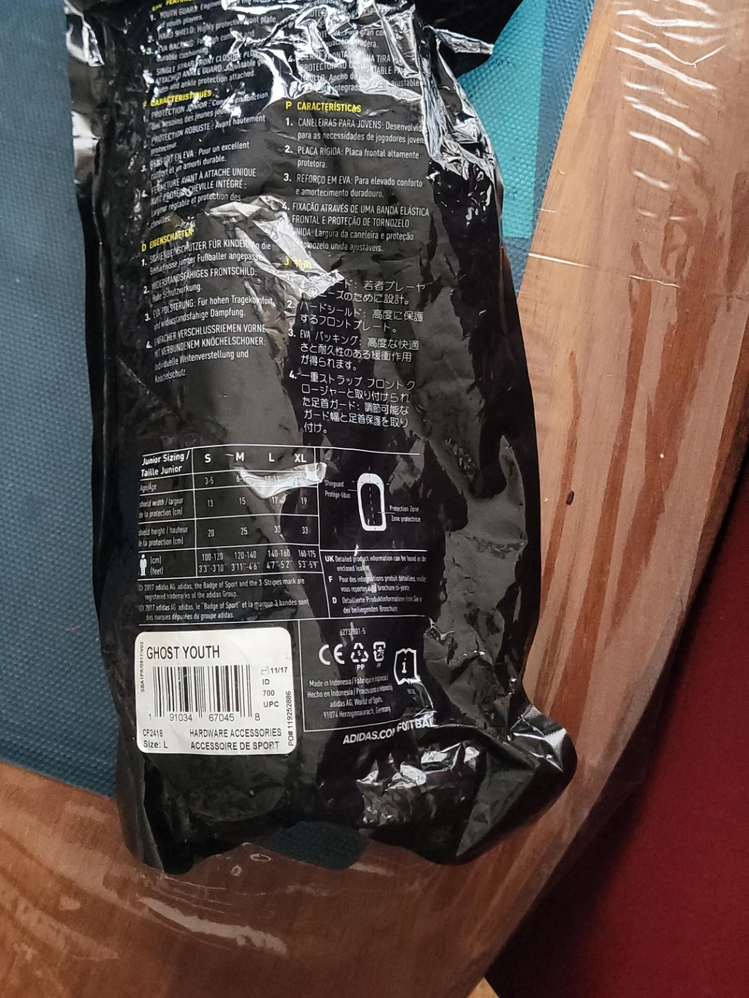 Adidas Ghost Youth Shin Guards Size L