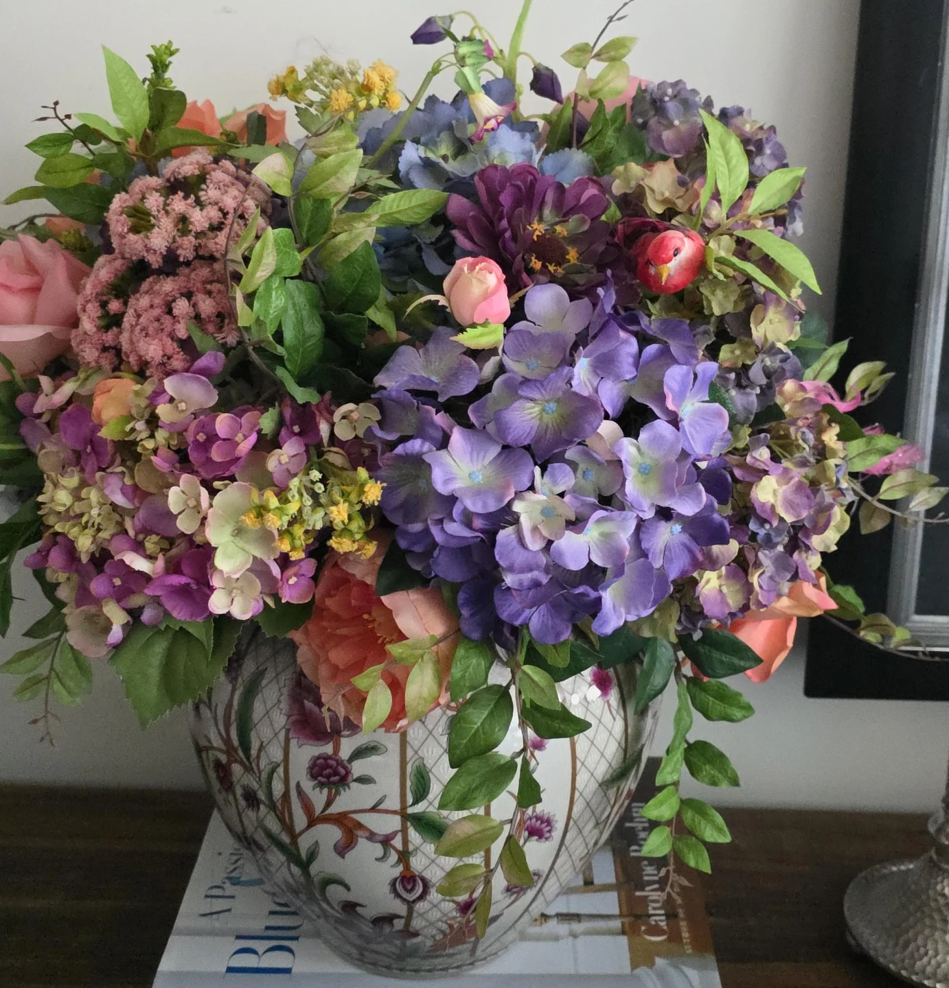Artificial Floral Arrangement in Ceramic Vase