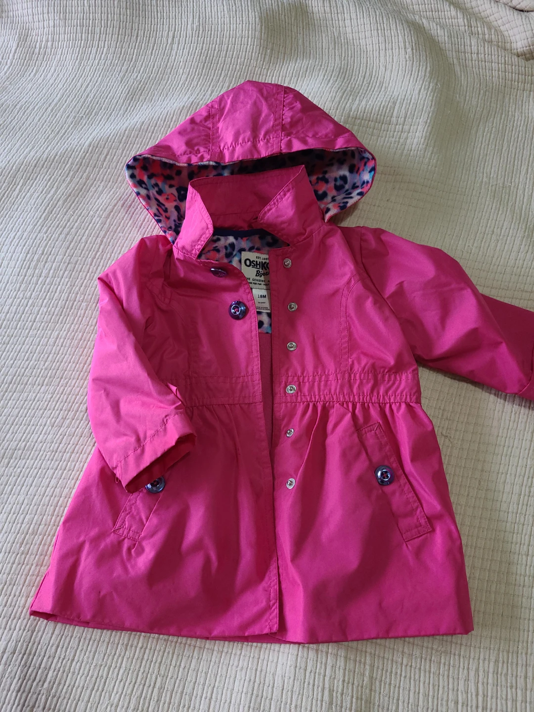 OshKosh B'gosh Pink Hooded Rain Jacket - Size 18M