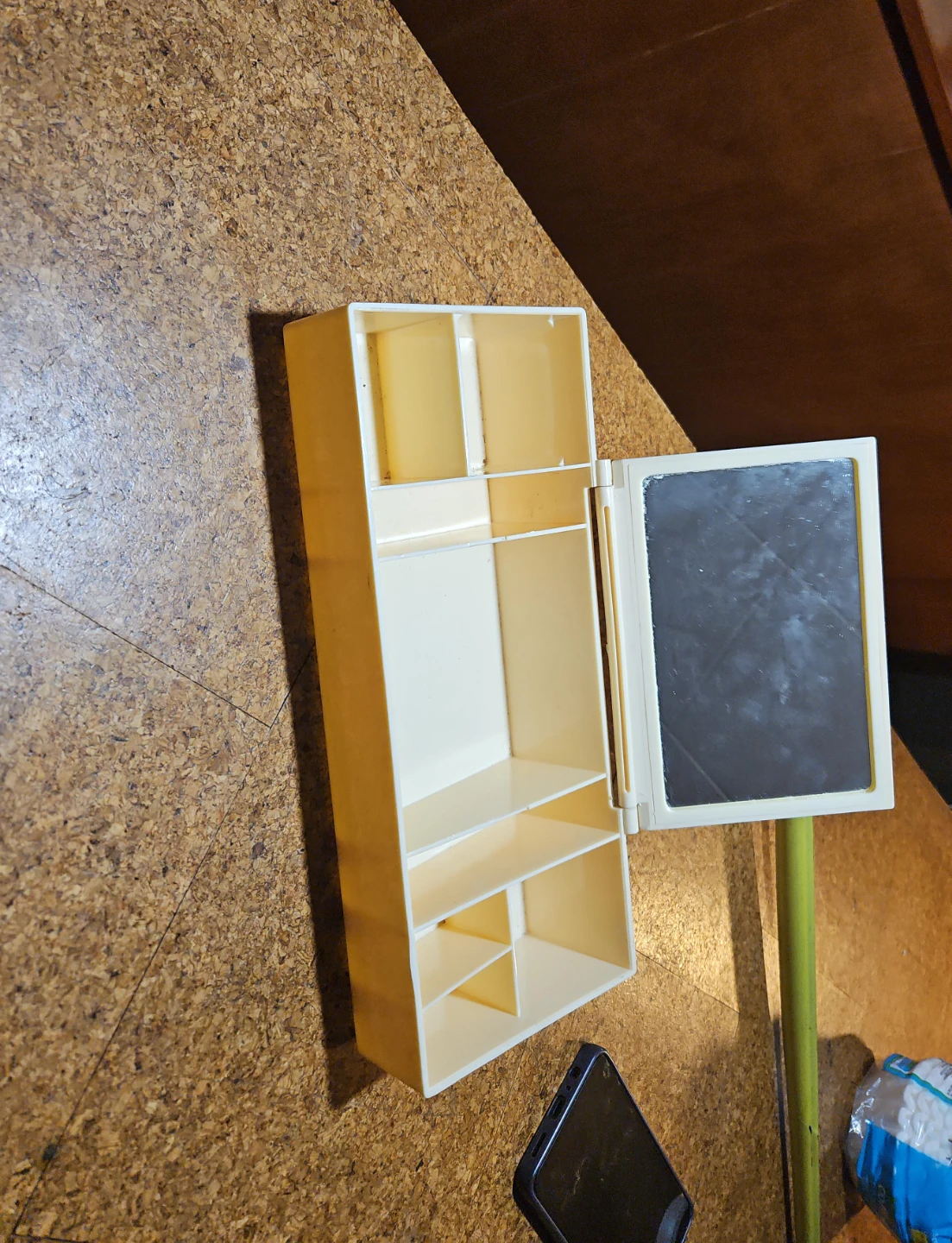 Cream Plastic Makeup Organizer with Mirror