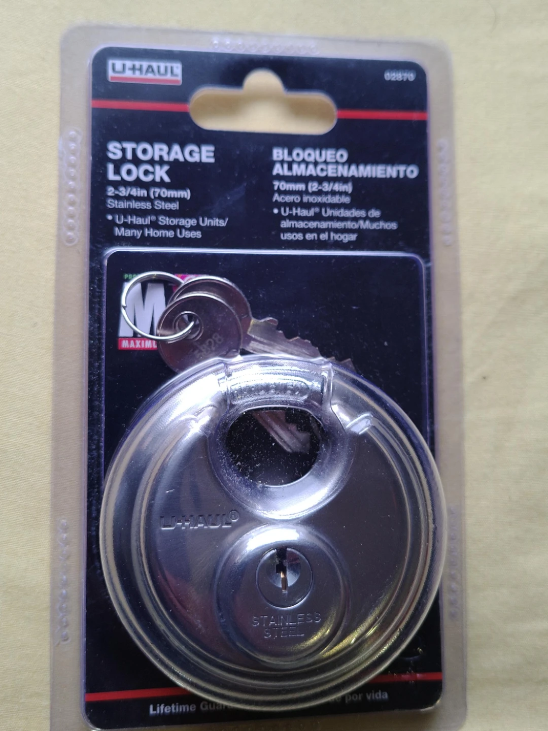 U-Haul 2-3/4" (70mm) Stainless Steel Storage Lock with Keys