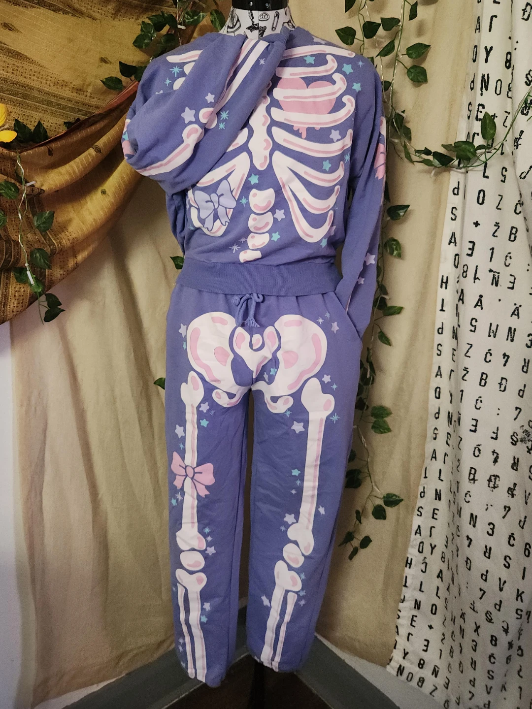 Purple Skeleton Print Sweatpants