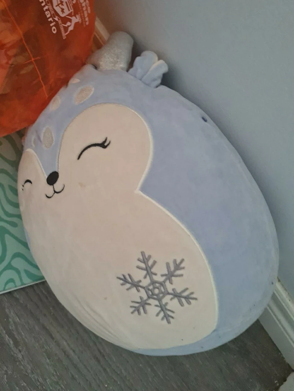 Blue Plush Deer with Snowflake