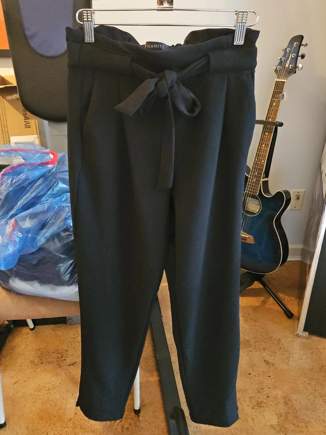 Dynamite Black Paperbag Waist Pants