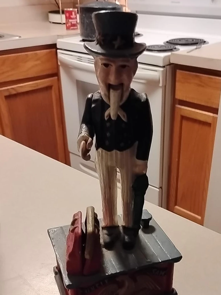 Vintage Uncle Sam Cast Iron Coin Bank