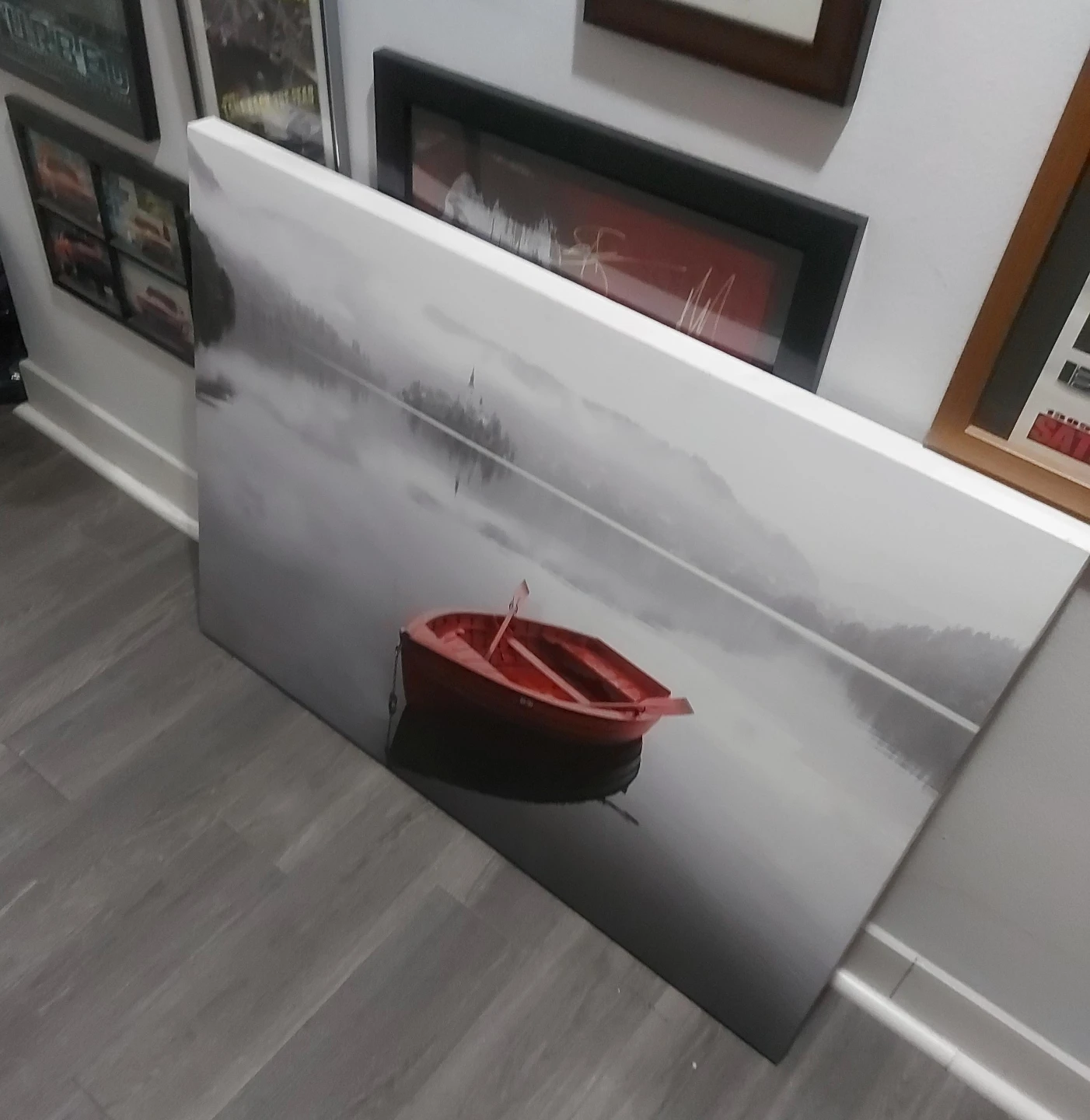 Red Rowboat Canvas Print Art