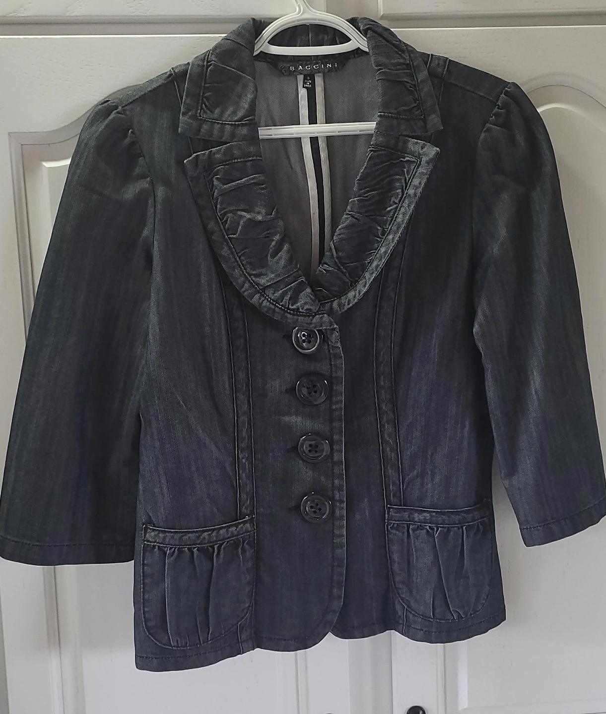 Baccini Women's Grey Denim Blazer Jacket