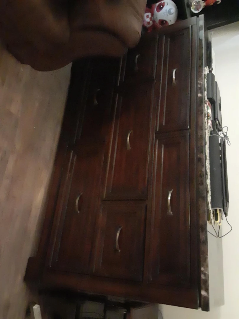 Dark Wood Dresser with Marble Top