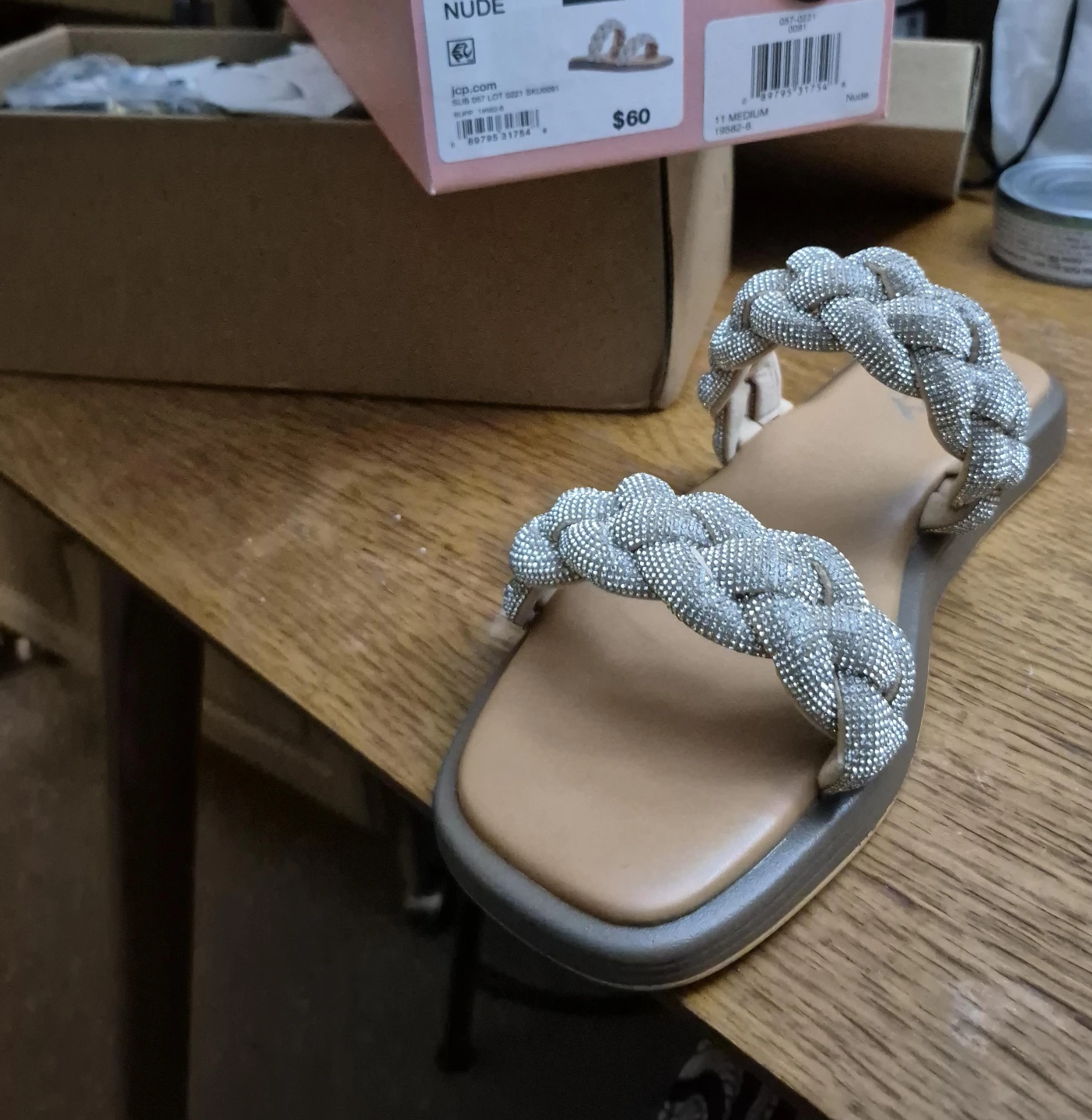 Izzy Andra Nude Braided Slide Sandals