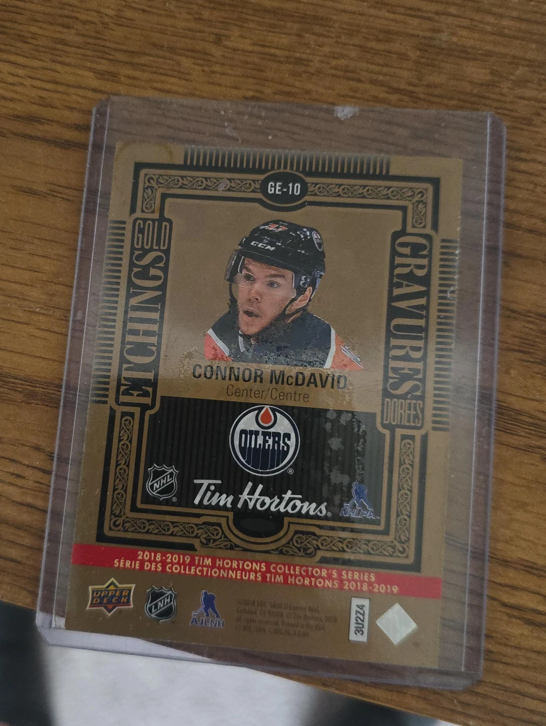 Tim Hortons 2018-2019 Connor McDavid Gold Etchings Hockey Card
