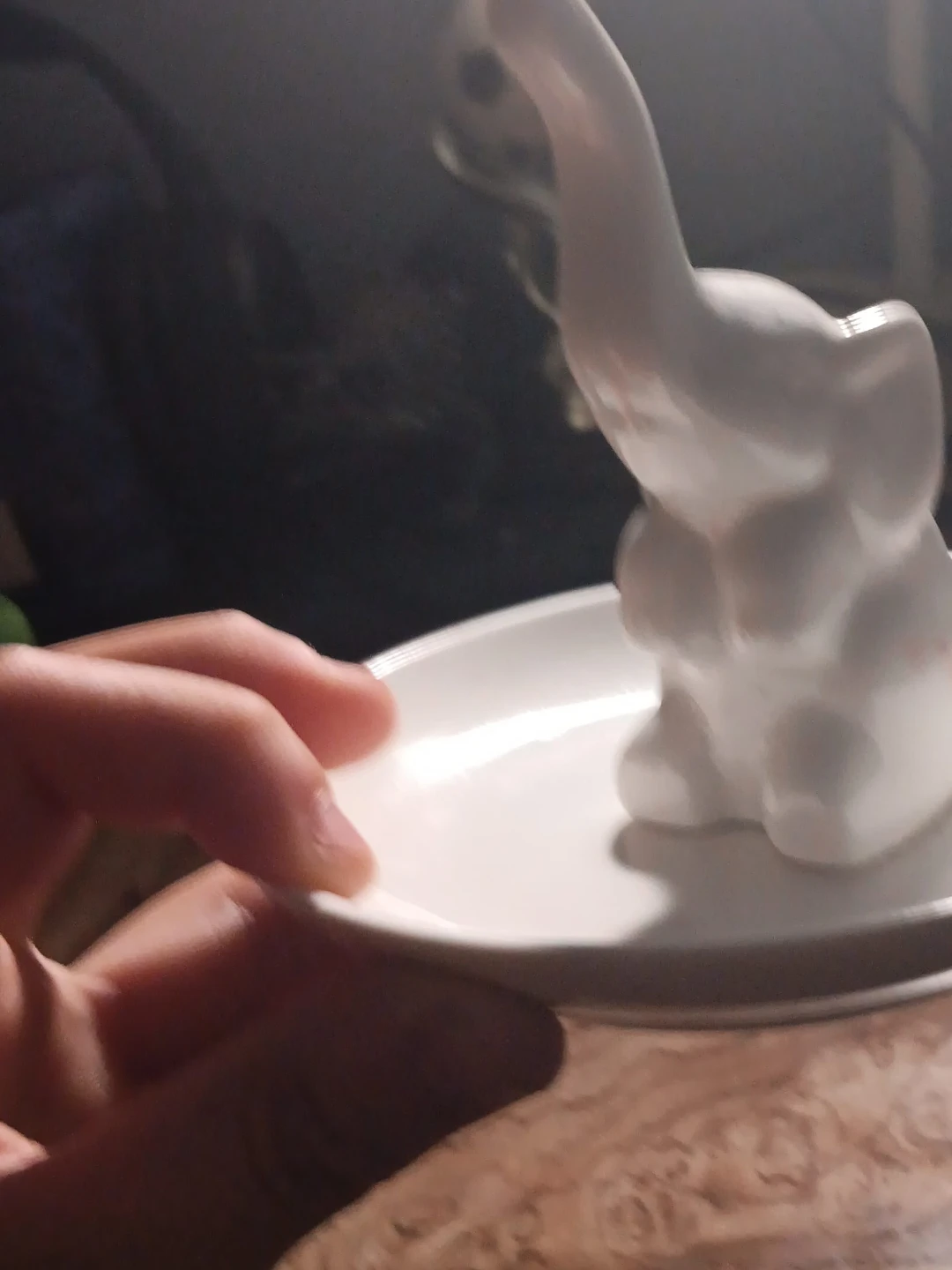White Ceramic Elephant Ring Dish