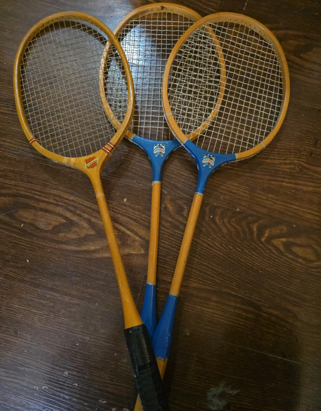 Vintage Wizard and Victoria Badminton Rackets - Set of 3