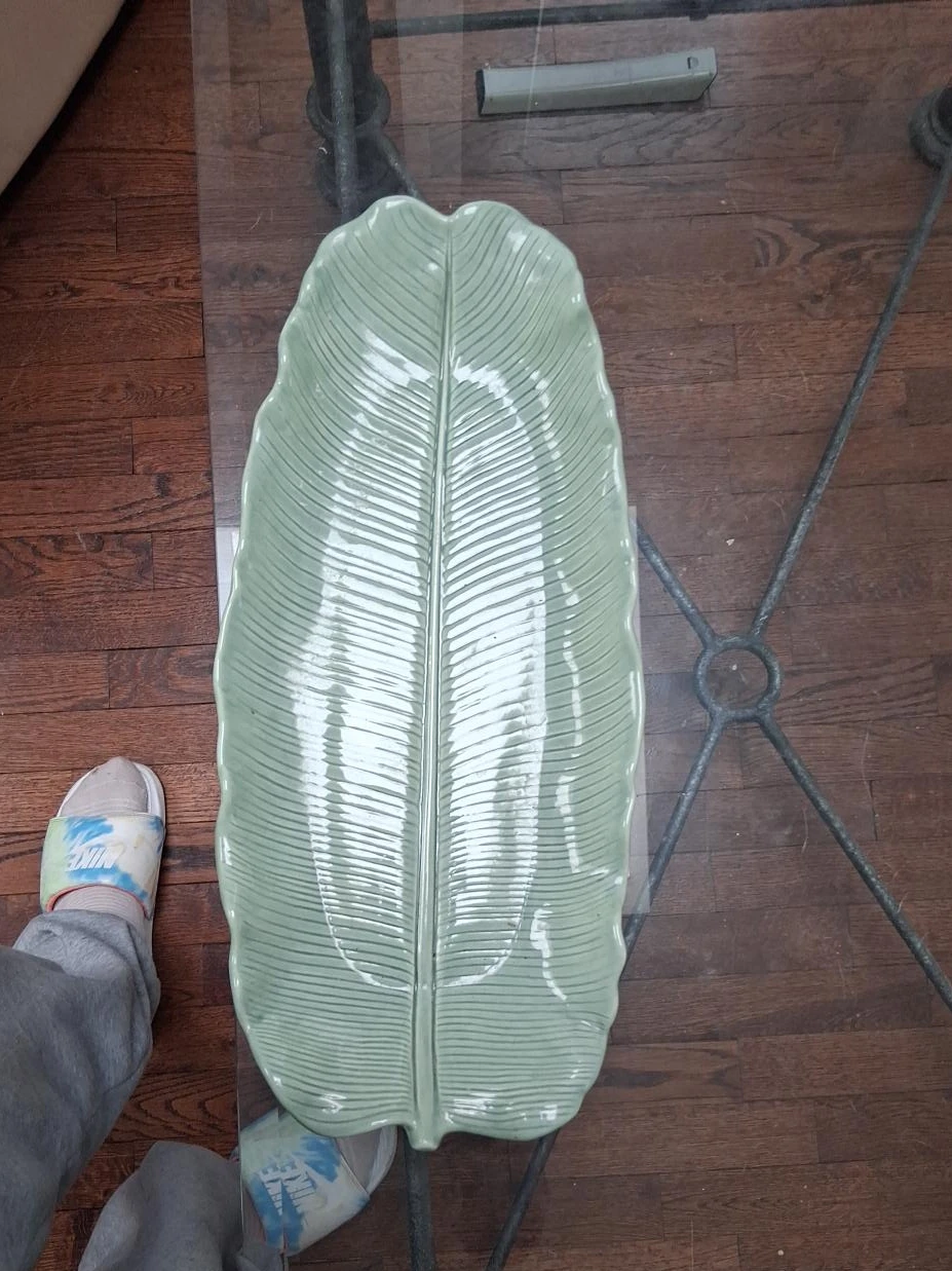 Light Green Leaf Shaped Serving Platter