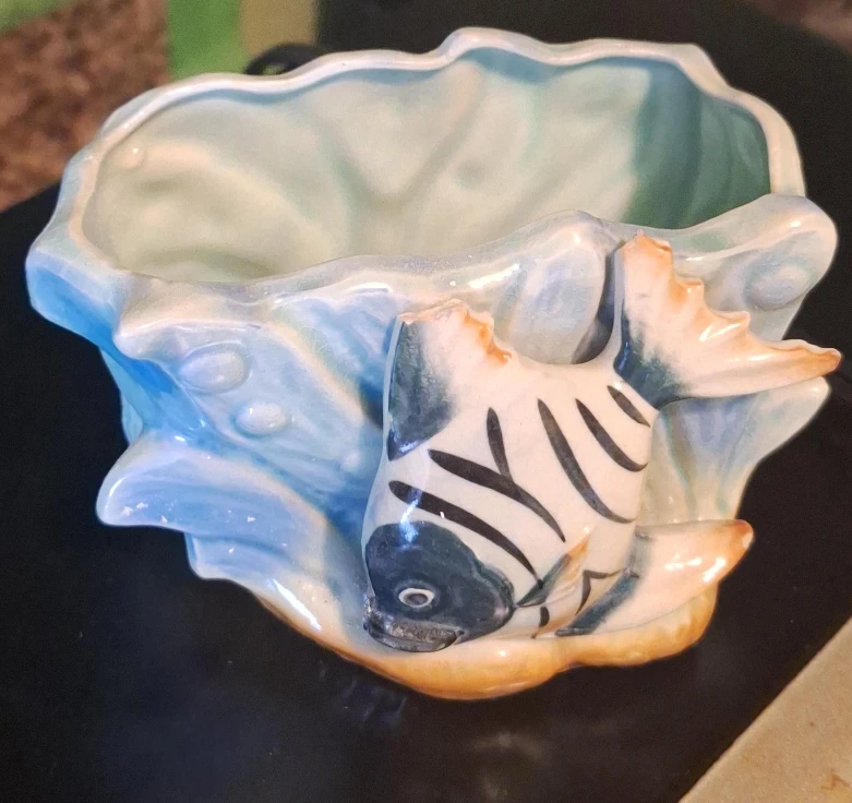 Ceramic Planter with Fish Decor