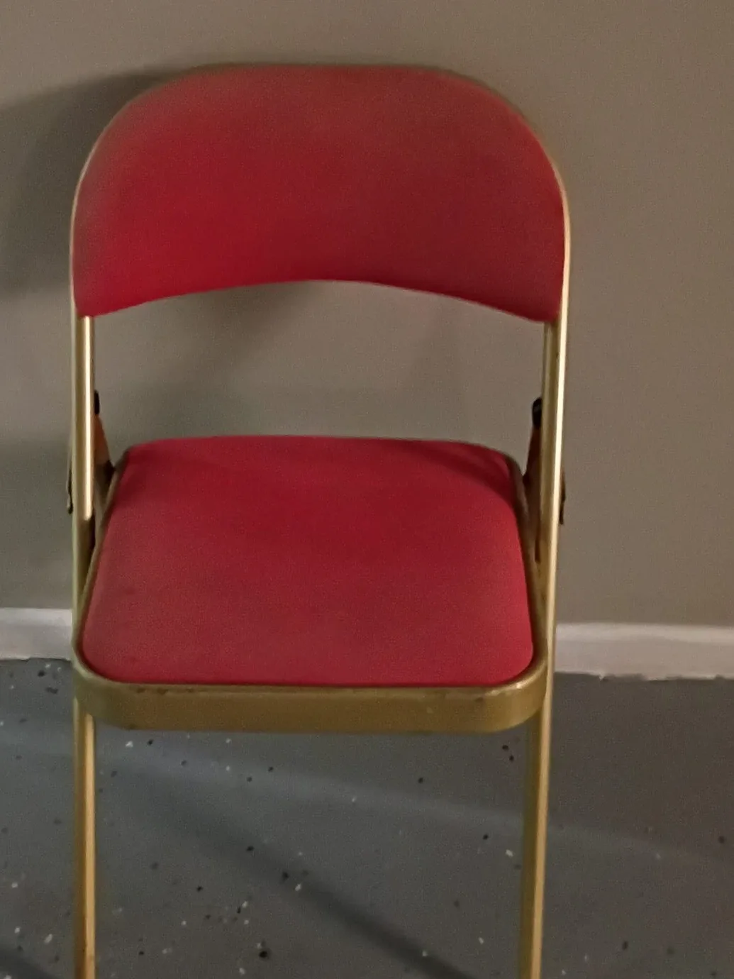 Red Folding Chair with Gold Frame
