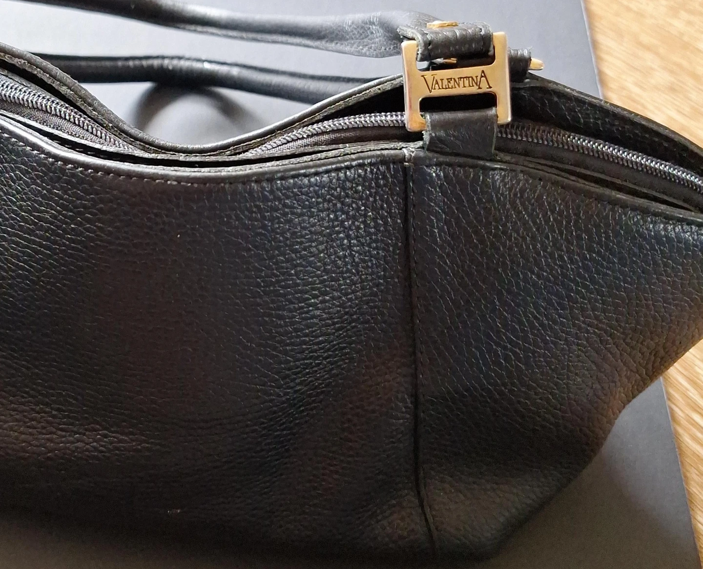 Valentina Black Leather Handbag