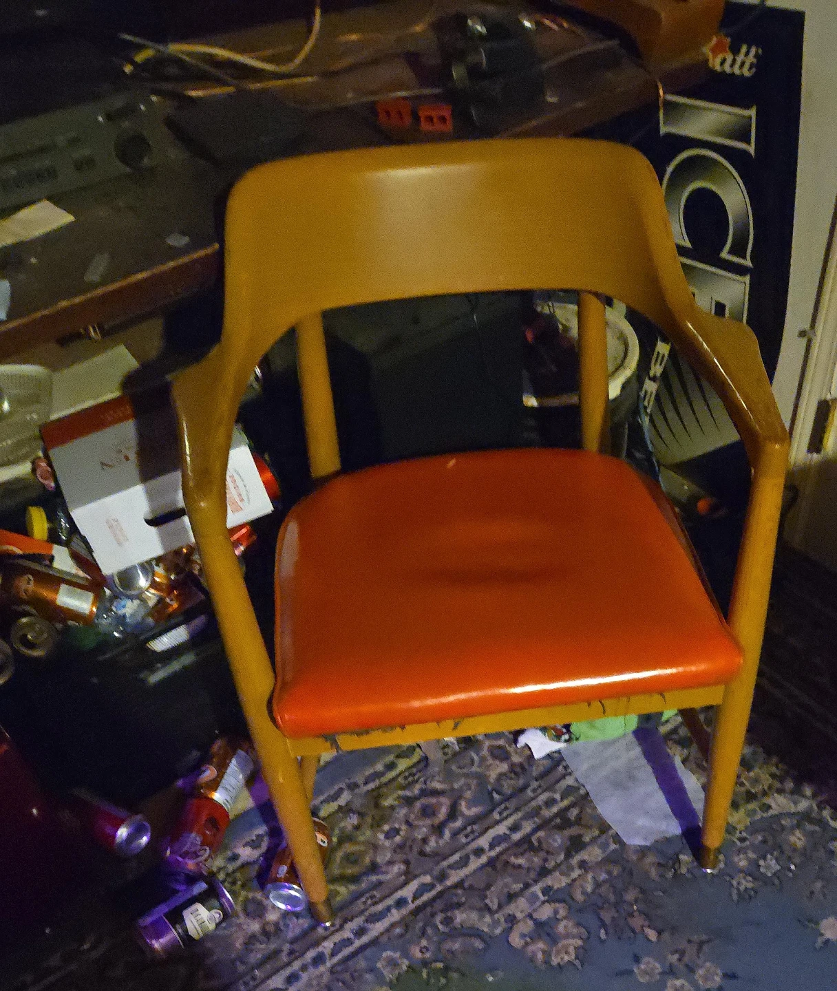 Orange Seat Wooden Arm Chair - photo 2