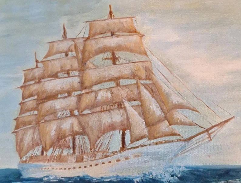 Oil Painting of a Sailing Ship