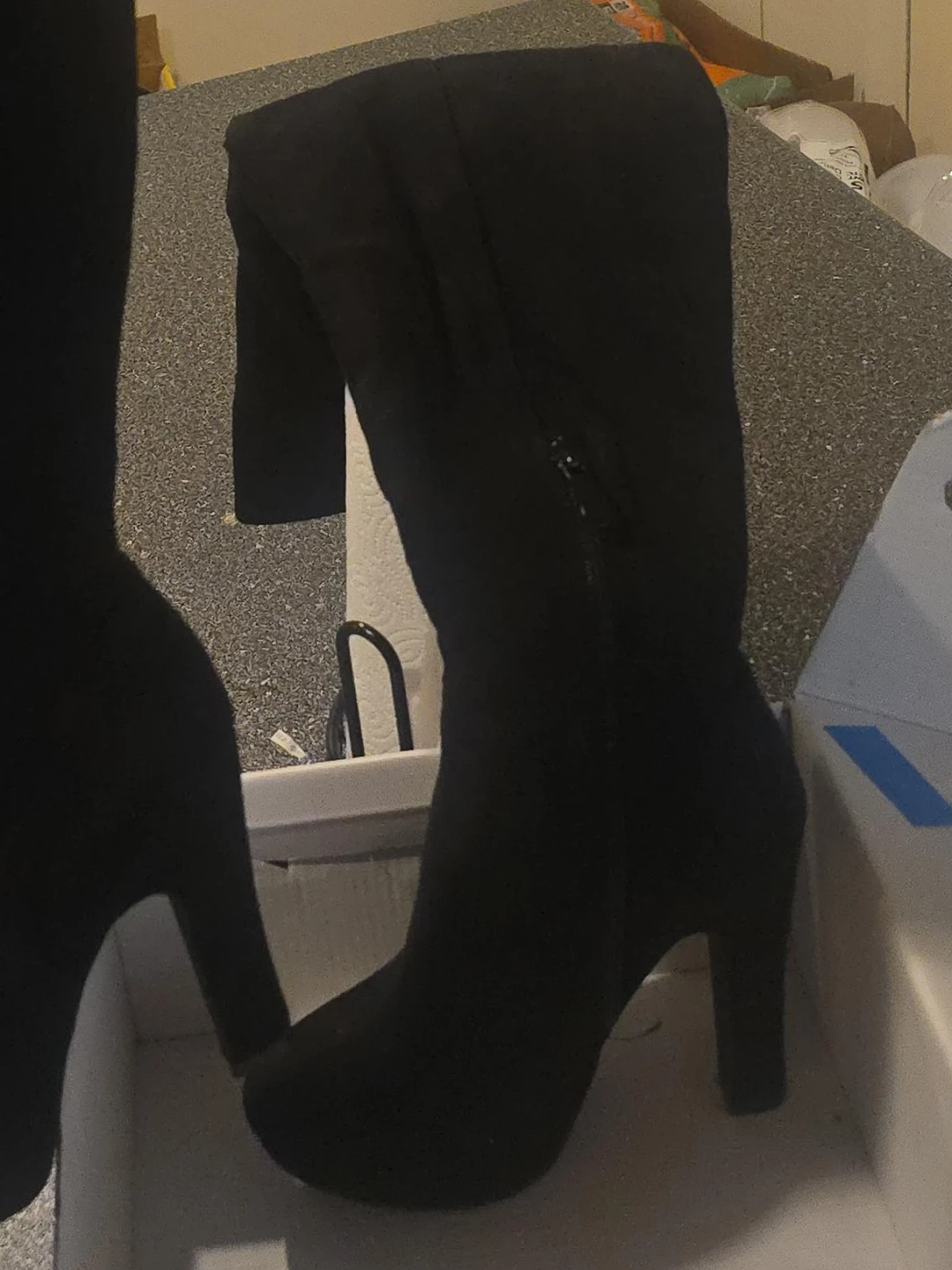 Black Suede Over-the-Knee Boots