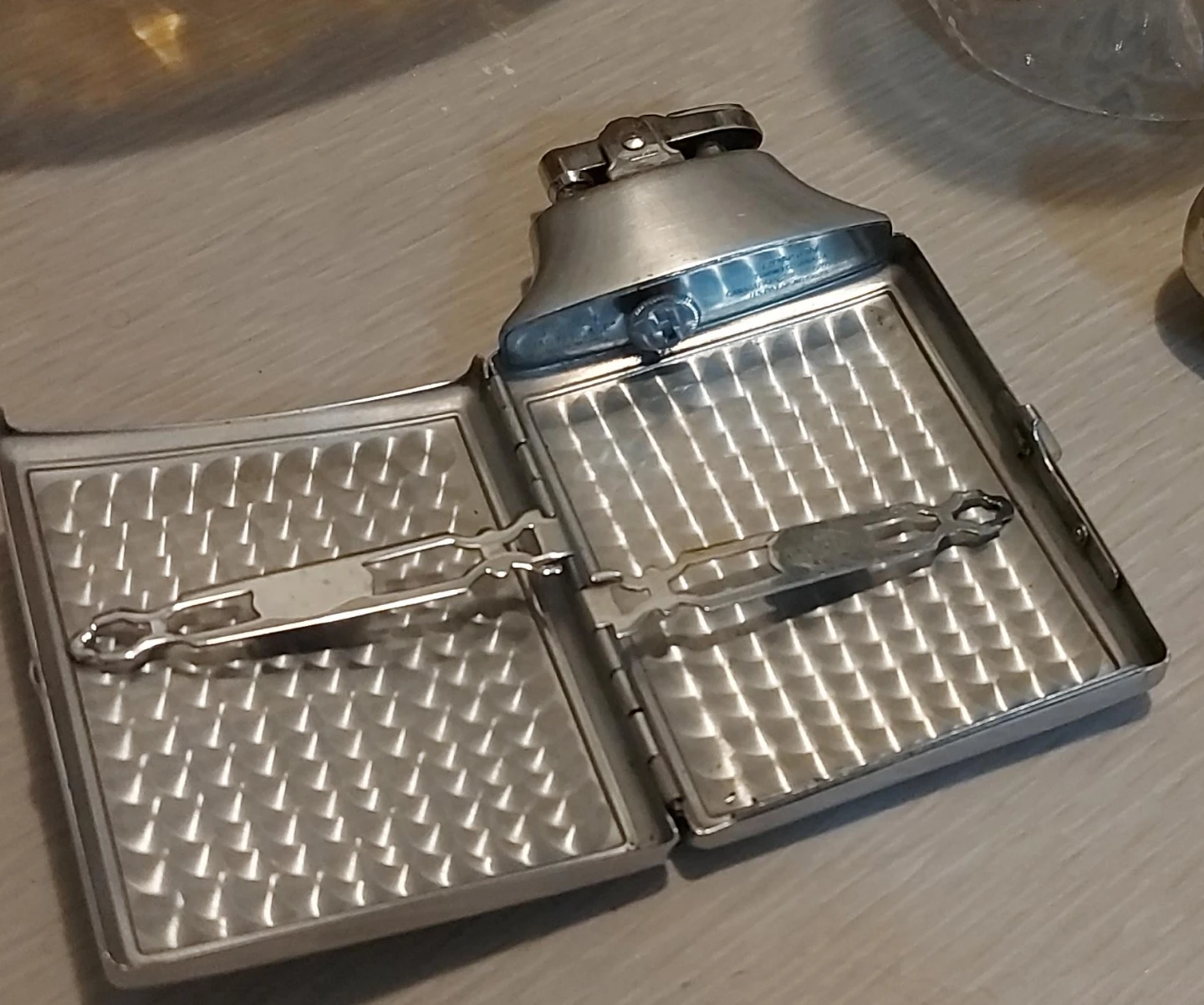 Vintage Silver Cigarette Case with Lighter