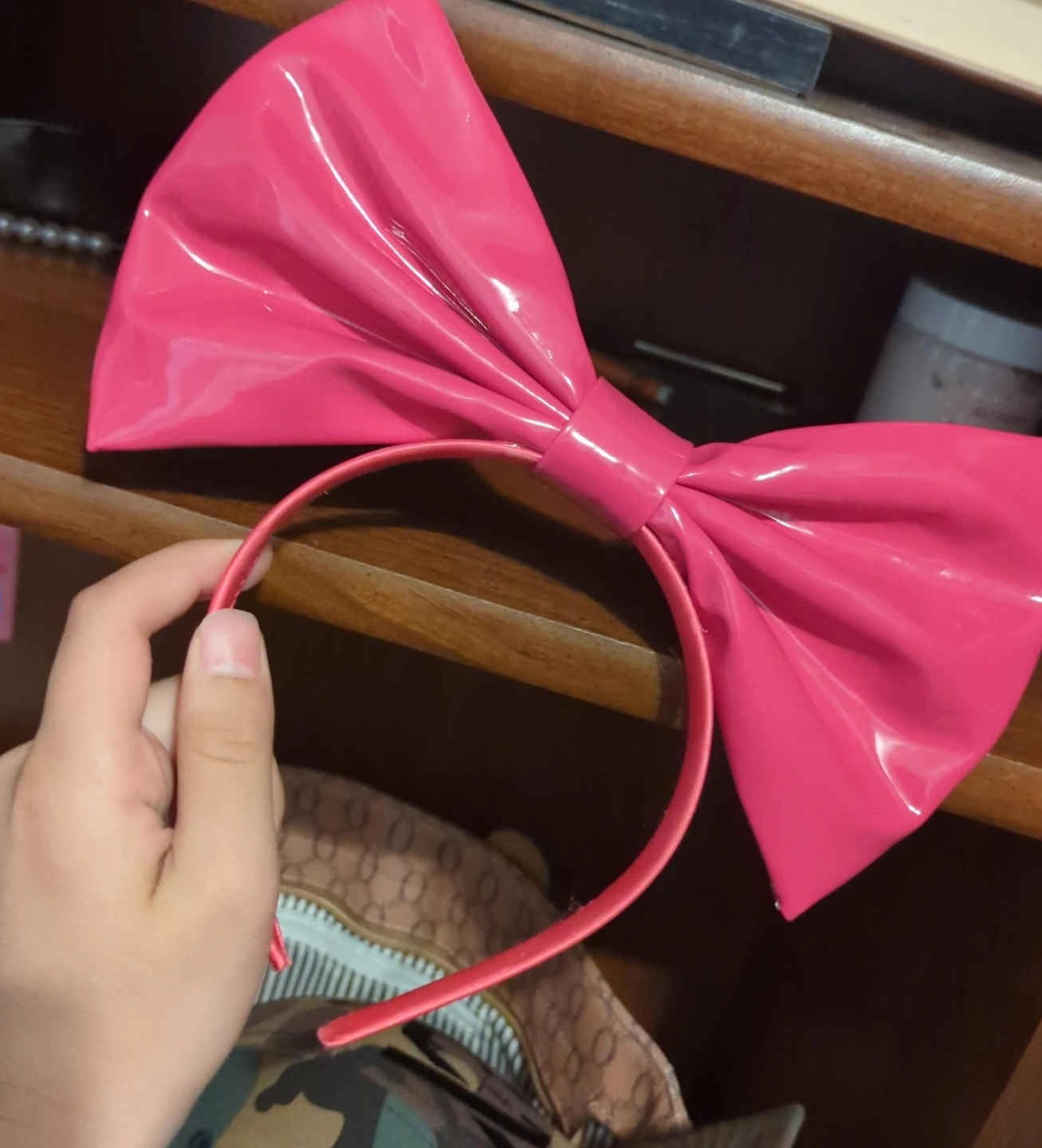 Pink Patent Bow Headband