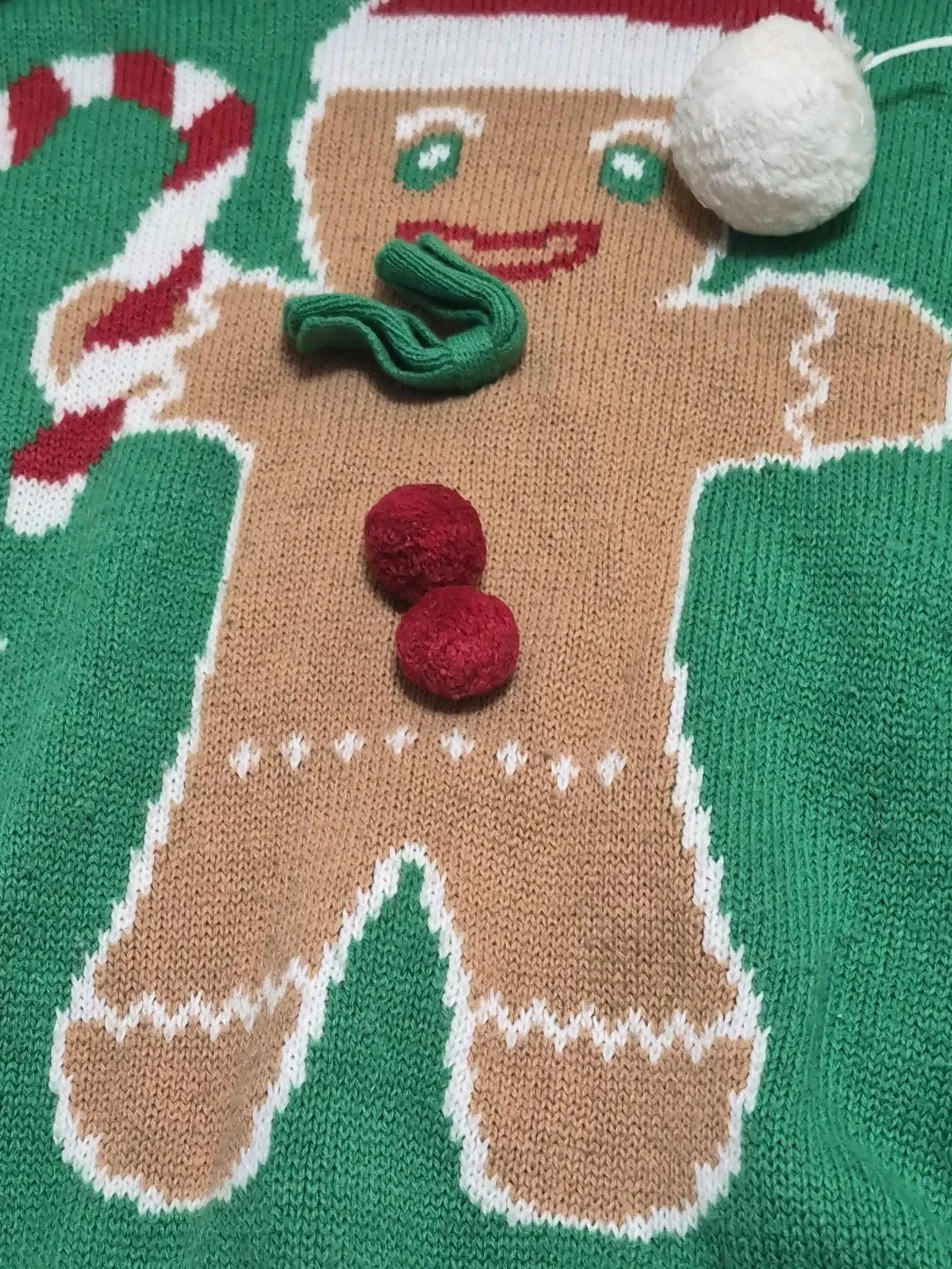 Green Gingerbread Man Christmas Sweater