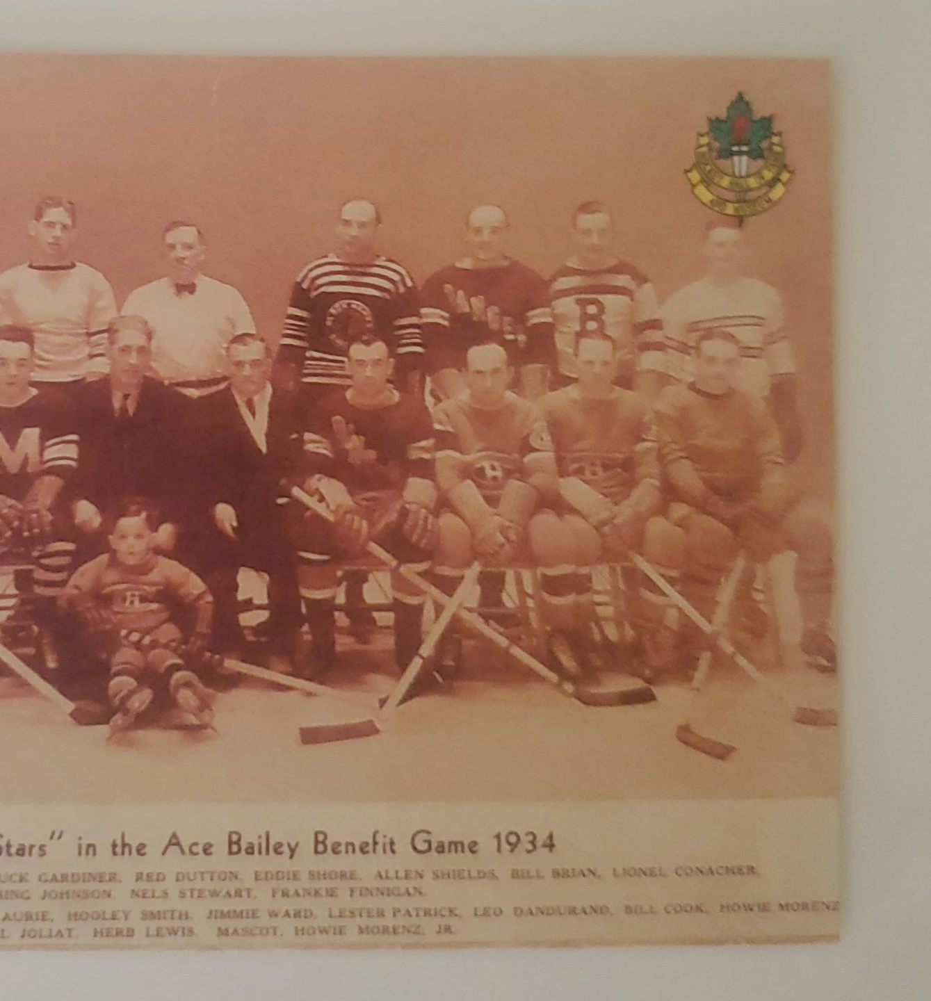 Pro set Ace Bailey Benefit Game 1934 Photo